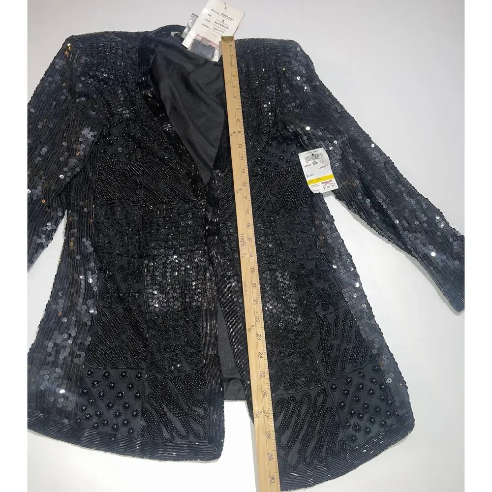 Niteline women’s 100% silk sequins beaded black blazer unknown sequins skirt - Picture 13 of 16